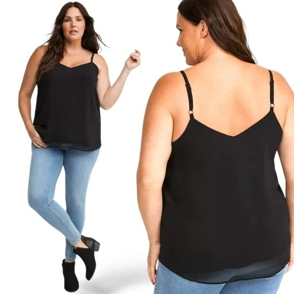 TORRID Black Chiffon Swing Cami Adjustable Straps Lined CA Sz 2X - Picture 1 of 10